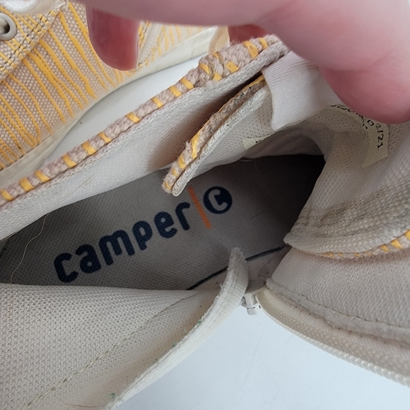 Camper Zebra Pattern High Top Size 39 US 9 Yellow White Indie Festival Sneakers - Picture 8 of 14
